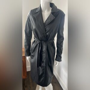 Ardene Sleek Black Faux Leather Trench Coat